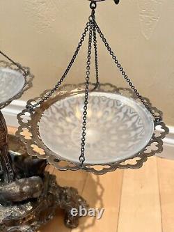 1870s Elkington & Co Victorian Silver Plated Epergne with glass dishes