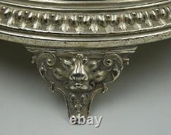 19th Century German WMF Biscuit Barrel Silver Plate & Blue Enameled Crystal