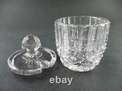 3 antique BRILLIANT Period Cut Glass MUSTARD POTS + JEWELL sp Spoon c. 1882