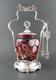 AMBERINA ivt Jar Enamel Flowers TORONTO S. P. #0185 Antique PICKLE CASTOR
