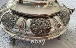 Antique 1856 Philip Ashberry serving dish silver plate milk glass insert. Rare