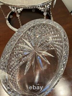 Antique American S. P. Oval Biscuit Jar Brilliant Cut Glass Liner by Pairpoint