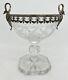 Antique Crystal Cut Clear Glass Chalice With Silver Plate Swan Rim, 7 Tall