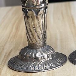 Antique Denmark Pair of Silver plate Glass Vases Engraved STJERNHOLM TELLER