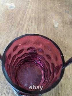 Antique Meriden Cranberry Thumbprint Glass Pickle Caster Quadruple Plated