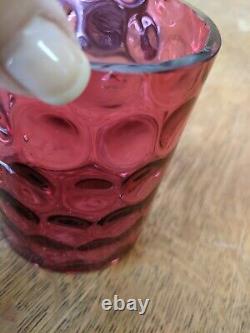 Antique Meriden Cranberry Thumbprint Glass Pickle Caster Quadruple Plated
