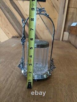 Antique Meriden Glass Pickle Caster With Tongs
