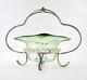 Antique SWEETMEAT Dish EMERALD Green Clear RIGAREE trim epns SILVER Frame UK