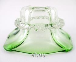 Antique SWEETMEAT Dish EMERALD Green Clear RIGAREE trim epns SILVER Frame UK