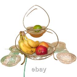 Antique Silver-Plated Fruit Centerpiece and Stand with Glass Dishes