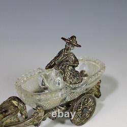 Antique Silverplate Master Salt Donkey Drawn Carriage Glass Insert
