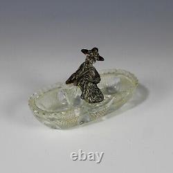 Antique Silverplate Master Salt Donkey Drawn Carriage Glass Insert