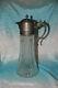 Antique Tall Glass & Silver Plate Claret Iced Beverage Serving Carafe Pitcher 14