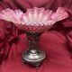 Antique Victorian Art Glass Basket on Silver Plate Stand
