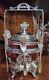 Antique Victorian Silver Plate&Cranberry Glass Server with6 Sheffield Pastry Forks