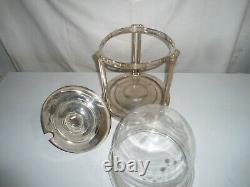 Art Deco / Art Nouveau punch bowl silver plated metal crystal glass bowl