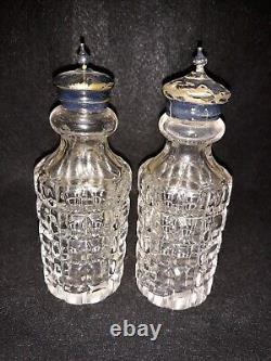 Beautiful Ornate Antique Silver Plated 5 Bottle Clear Glass Cruet Set