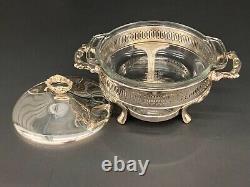 Chafing dish Silverplate holder with glass casserole and lid
