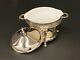 Chafing dish Silverplate holder with white Fire king glass casserole and lid
