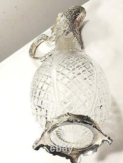 Corbell & Co. 1950s Elegant Silver Plate & Cut Glass (Pineapple) Jug