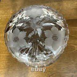Crystal Cut Etched Glass Hinged Silver Plate Rim Dresser/Powder Box Vintage