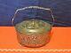 Dutch Repousse HANDLED Silver Plate CANDY DISH BASKET with Lid & GLASS INSERT