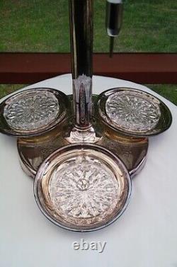 Early 20th Century Silver-plate Blown Glass Triple Wine Dispenser with Aerator