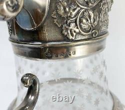 Elkington & Co. Birmingham Silverplate & Glass Jug with Lion finial circa 1890