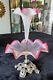 French antique early 20th Silver plate epergne & cranberry opalescent glass