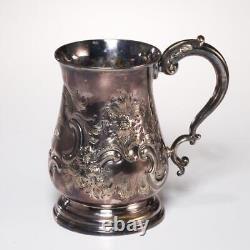Henry Fielding Silver Plate Repousse Glass Bottom Tankard Beer Stein 18th C