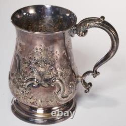 Henry Fielding Silver Plate Repousse Glass Bottom Tankard Beer Stein 18th C