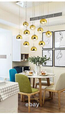 LED Gold/silver half plate glass ball pendant light Living Room Restaurant lamp
