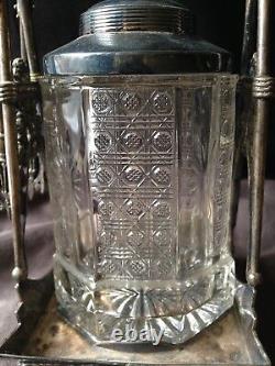 MERIDEN B. Co. PICKLE CASTOR SET #199-1/2 withOctagonal Glass Jar Insert