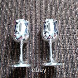 Mappin & Webb Wine Glass Pair Mappin Plate Silver Plated Cup Tulip Shape withBox