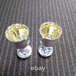 Mappin & Webb Wine Glass Pair Mappin Plate Silver Plated Cup Tulip Shape withBox