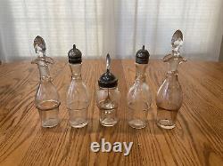 Meriden B Company 5 Slot Cruet Silver Plated Etched Glass Antique Late 1800's