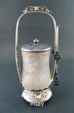 Mt. Washington ROYAL FLEMISH jar PAIRPOINT #668 frame Antique PICKLE CASTOR