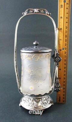 Mt. Washington ROYAL FLEMISH jar PAIRPOINT #668 frame Antique PICKLE CASTOR