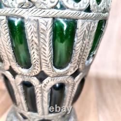Old Antique Green Glass And Silver 130 Years