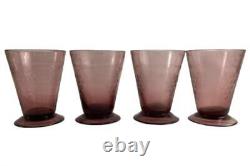 Pottery Barn Bar Set Silver Plate Tray Grape Pattern Decanter Glasses Amethyst