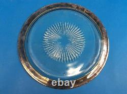 Pressed Glass Mid-Century Silverplate Rim Ornate Design Decorative Serving Plate