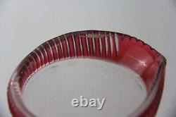REED & BARTON Victorian Silver Plate Ruby Color Rim Frosted Glass Creamer Glows