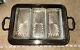 Rare TOWLE silver plate cut glass 3 divider silver plate serving tray