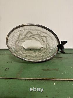 Rare Victorian WMF I/O ice bucket Overshot Glass Oval cube shape W Bird Accent