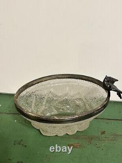 Rare Victorian WMF I/O ice bucket Overshot Glass Oval cube shape W Bird Accent