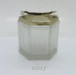 SOS by Pascalls 1940s Silverplate Mechanical Lid Sugar Cube Crystal Glass Jar X