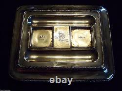 Sheffield Plate Partner's Inkstand With Cut Cube Glass / Crystal Wells Superb