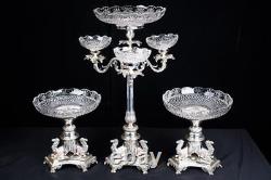 Silver Plate Centrepiece Sheffield Camel Epergne Glass Bowl Dish