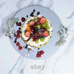 Silver Plated Cake Plate Made of Glass 35 CM Silver