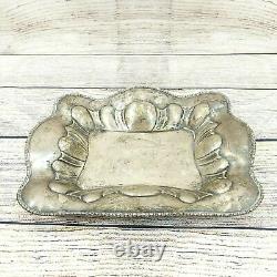 Silver Tray Glasses Vintage Antique Set of 4 Oblong Salver Plate Tea Glass Cups